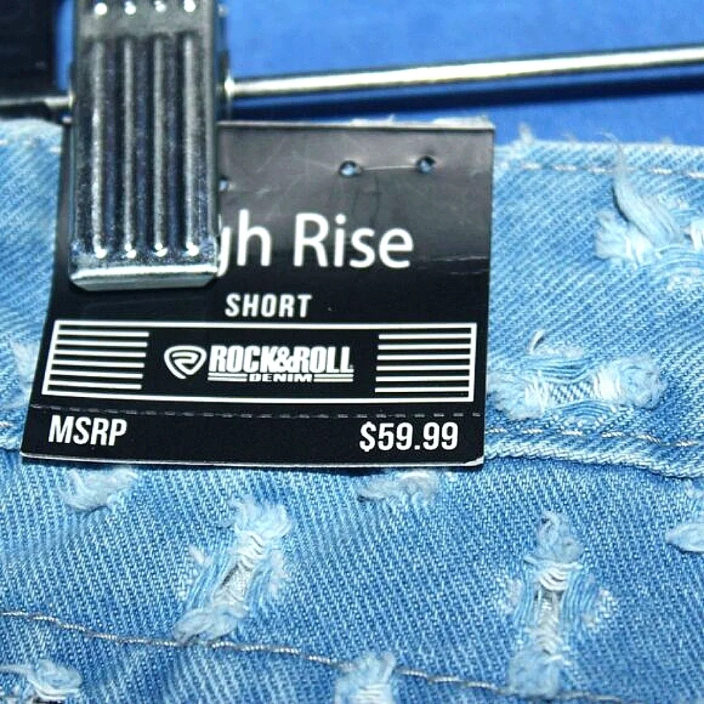 Rock & Roll Denim High Rise Eyelet Denim Shorts Blue NWT